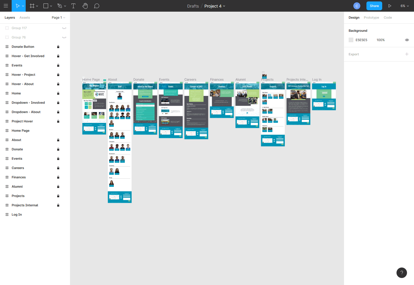 EAST Initiative Website Redesign Figma Wireframe