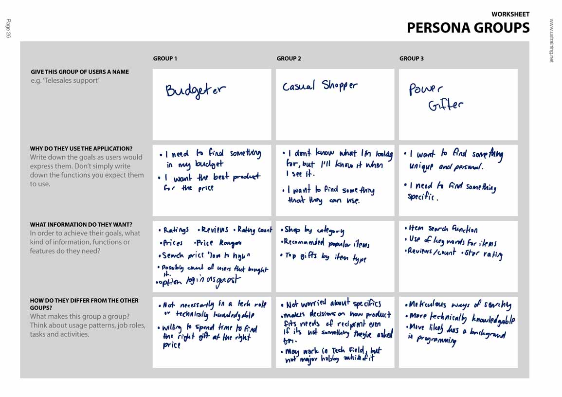 Persona Groups Worksheet